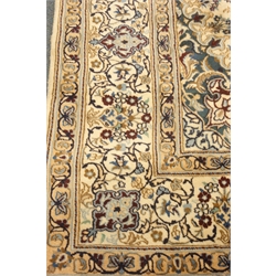  Fine Persian Nain beige ground rug, central medallion, floral field, repeating border, 335cm x 246cm  