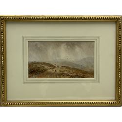 George Weatherill (British 1810-1890): North Yorkshire Moorland Crossroads, watercolour signed 11cm x 20cm 