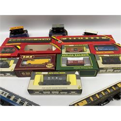 '00' gauge - four Hornby/Tri-ang passenger coaches (two boxed); and eleven goods wagons by Wrenn, Hornby, Hornby Dublo, GMR etc; all boxed; and one unboxed wagon (16)