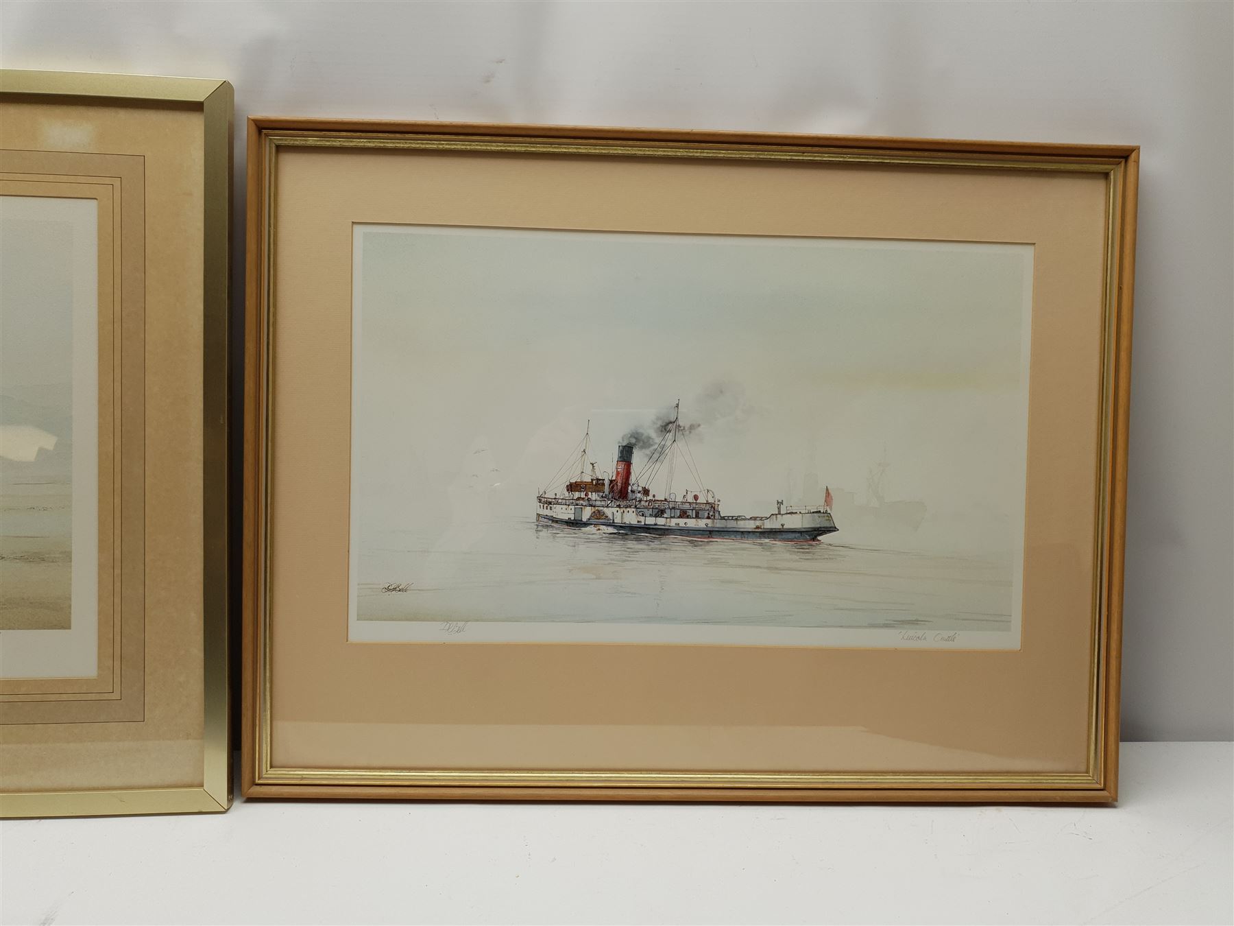 David C Bell (British 1950-): 'Awaiting the Tide' and 'Lincoln Castle', two colour prints signed and titled in pencil, max 32cm x 50cm (2)