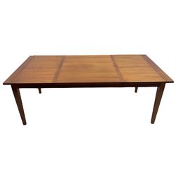Grange Furniture cherry wood dining table, and eight chairs with rush seats