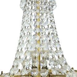 Late 20th century glass six branch chandelier, beaded glass  