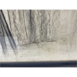 African School (20th century): Male and Female Portraits, pair charcoals indistinctly signed and dated 1967, 59cm x 46cm (2)