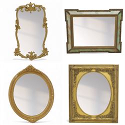 20th century gilt and composition framed wall mirrors, comprising a Rococo revival rectang...
