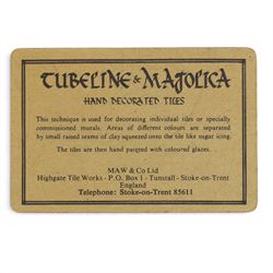 Set of Maw & Co tiles, The Four Seasons: Art Nouveau in style and a similar framed set of five green tiles
