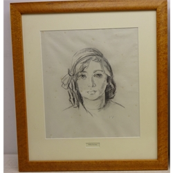  Philip Naviasky (British 1894-1983): Head and Shoulder Portrait of a Lady, pencil drawing dated 1917 unsigned 39.5cm x 35cm  Provenance: From Naviasky estate portfolio  