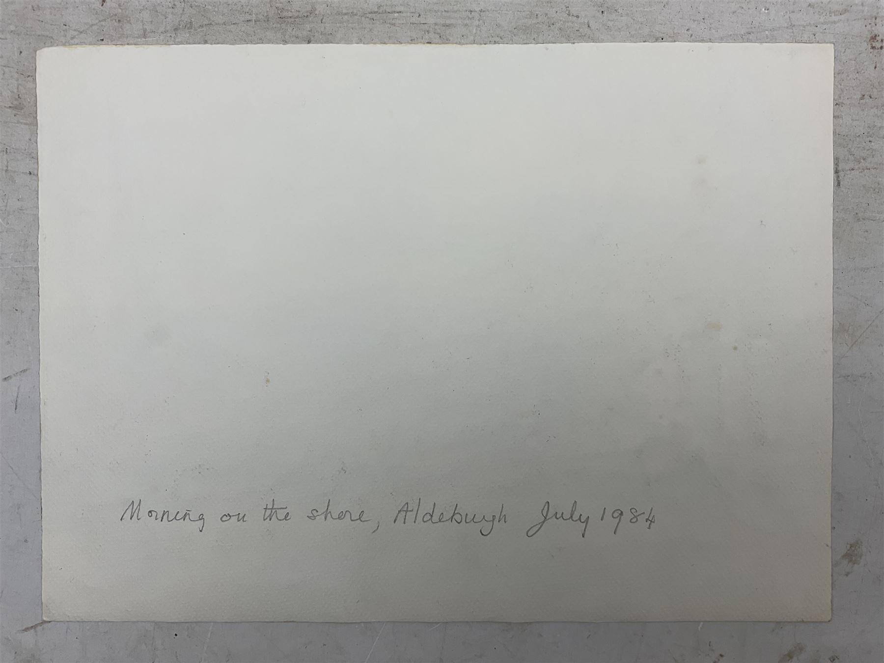 Jean Alexander (British 1911-1994): Views in Suffolk, comprising: 'Morning on the Shore - Aldeburgh July 1984', 'Sunshine on the Backwater - Aug '85 with Stephanie', 'Stormy Weather - High Sea near East Terrace Aug 1988', 'Walberswick - July 1990', 'Squally Weather near Bungay (outside Joan's house Broom Tuns) Jan 1990', 'Polzeath N. Cornwall - August 1989', and another untitled, watercolours, each signed, variously titled and dated verso, the titled 27.5cm x 37.5cm (unframed), the other 25cm x 27cm (mounted) (7)