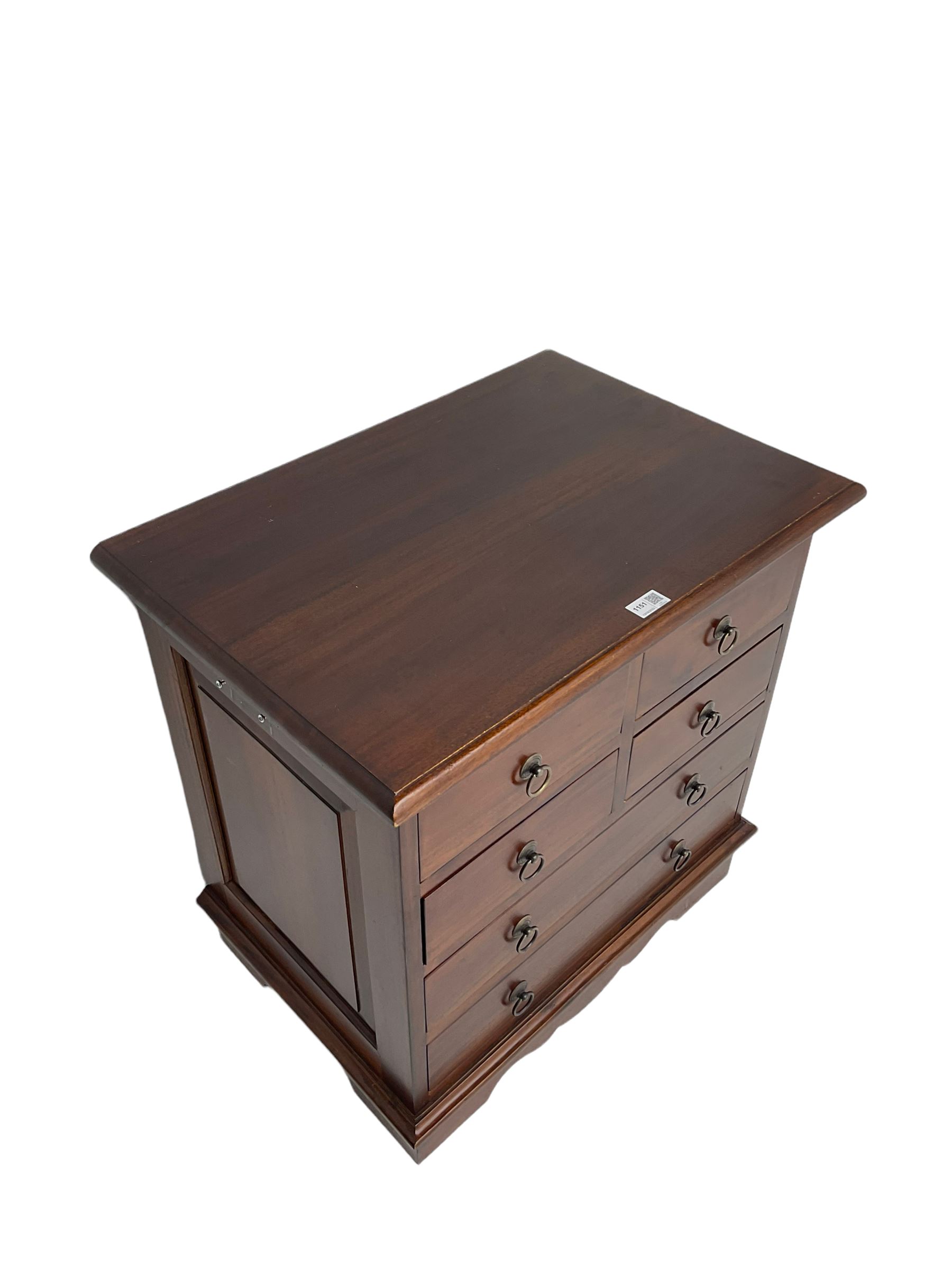 The Kingswood Collection - mahogany chest, moulded rectangular top over four short and two long drawers, shaped plinth base