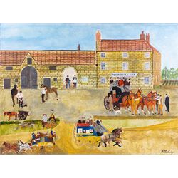 English Naive School (20th Century): The Coachman Inn - Snainton, oil on board indistinctly signed 70cm x 95cm 