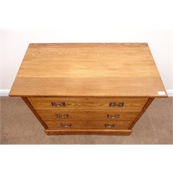  Harris Lebus golden oak chest of three drawers, on plinth base, W94cm, H80cm, D50cm  