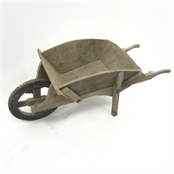 Early 20th century elm wheel barrow, L147cm
