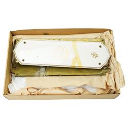 Quantity of brass, glass and ceramic finger plates