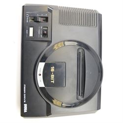 16-Bit Sega Mega Drive console with two controllers and four games, comprising Fifa 96, Sonic The Hedgehog 2, Sonic The Hedgehog Pinball and World Cup USA 94, contained within fitted plastic carrycase with instruction manual and cheats book