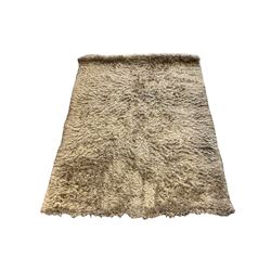 Rectangular modern rug, silver/grey pile; and on other rug