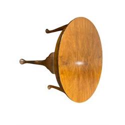 Early 20th century mahogany display cabinet, bow front, fitted with two doors, ball and claw feet, and a mid-20th century walnut circular  occasional table