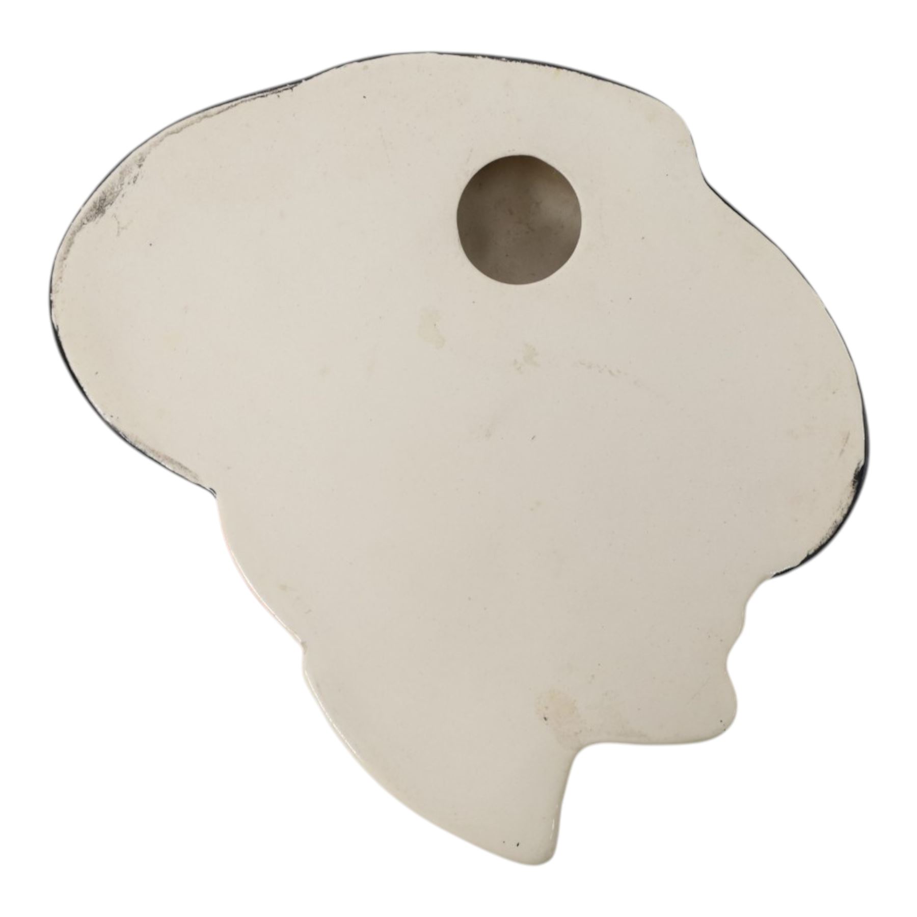  Art Deco face mask, of a lady with red hair, unmarked, H16cm
