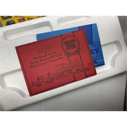 Matchbox - 1929 Scammell 100 ton truck with GER 2-4-0 locomotive; 1936 Leyland Cub Fire-Engine; five Models of Yesteryear; six Dinky Collection vehicles; and Matchbox reference book; together with three Atlas Eddie Stobart vehicles; and three Lledo promotional models; all boxed 