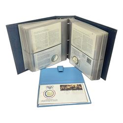Thirty-one 'International Society of Postmasters Official Commemorative Issues' sterling silver proof medallic covers dating from 1975 to1977, housed in the official folder and a 'Commemorating The Bicentennial Of The United States Of America' sterling silver proof medallic first day cover in blue wallet