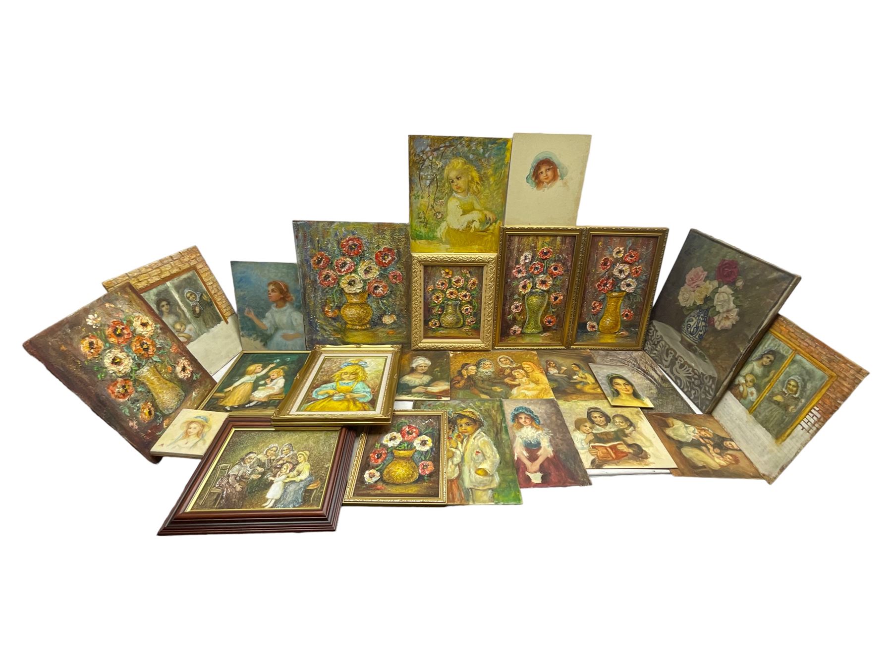 Anna Meszaros (Hungarian 1905-1998): Portraits and Still Lifes, large collection of oils on board and various other media, variously signed and framed, max 51cm x 41cm (qty)