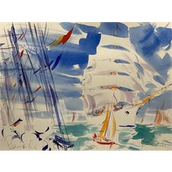 Jake Sutton (British 1947-): 'Parade of the Tall Ships', watercolour and pencil signed and titled 76cm x 102cm (unframed)