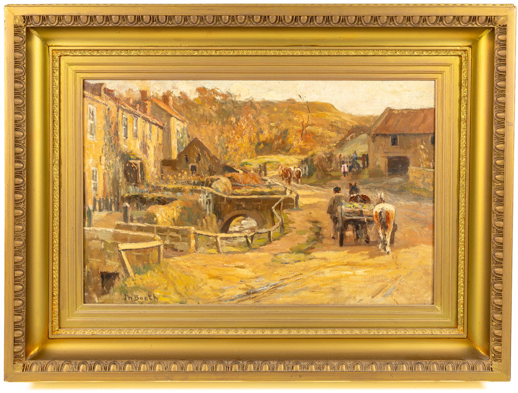 James William Booth (Staithes Group 1867-1953): Heading to Market, oil on canvas signed 32cm x 50cm 