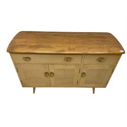 Ercol - mid-20th century 'model 351' elm and beech sideboard, fitted with two drawers and cupboards