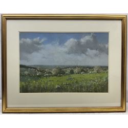 Angus Rands (British 1922-1985): Sheep Grazing in Pastoral Landscape, pastel unsigned 41cm x 60cm
Provenance: private collection purchased from T B & R Jordan, Stockton on Tees