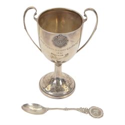 1930s silver twin handled trophy cup inscribed 'Light-Heavy Weight Competition 1931 Runner...