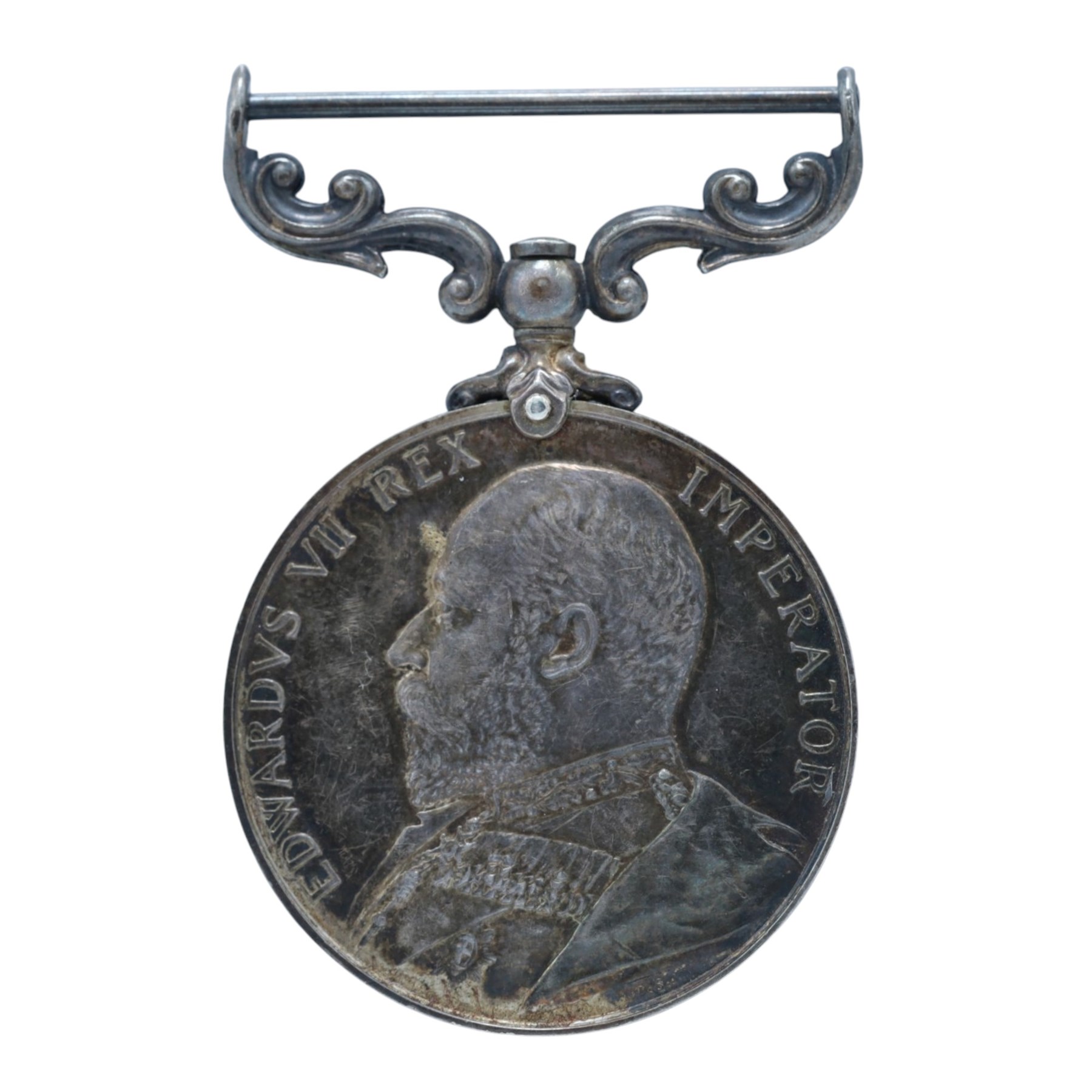 Royal Navy Long Service and Good Conduct Medal awarded to 'Pte H.C Oakman Suffolk Regt', together with a Yorkshire Regiment cap badge
