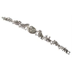 Silver marcasite Noah's Ark bracelet, stamped 925