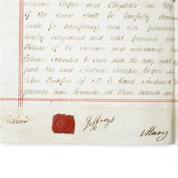 After Thomas Badeslade - series of twenty two reproduction small maps, framed 18th century indenture between Thomas Hyde, citizen and fishmonger and Tobias Hodgson, citizen and joiner of London and a lease regarding property in Soho 1834 