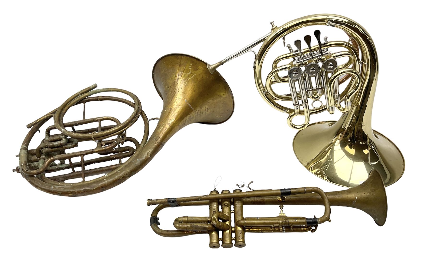 Simbulaw Instruments French horn marked 'hornblower 161' and another similar example ...