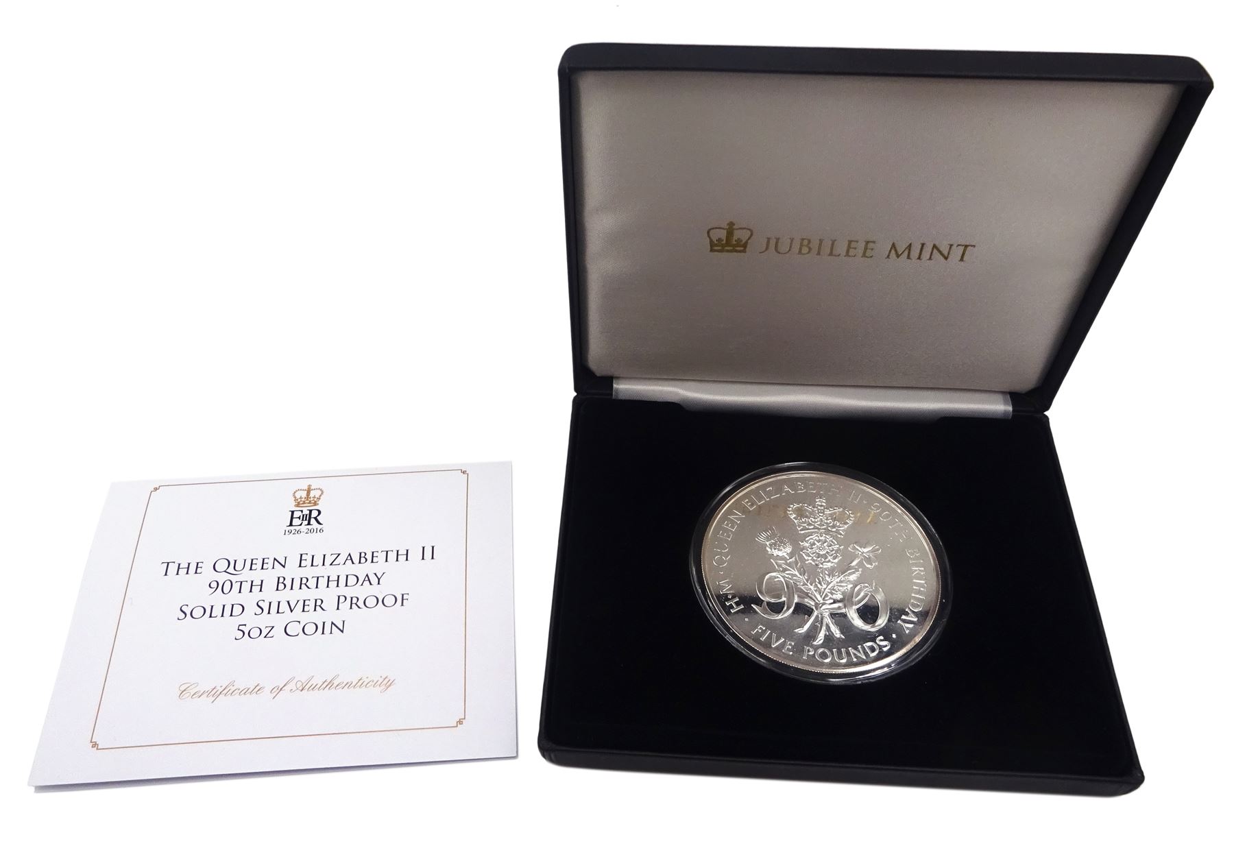 Queen Elizabeth II Tristan da Cunha 2016 sterling silver proof five troy ounce coin, cased with certificate