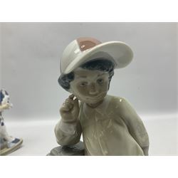 Three Lladro figures, Faithful Steed no 5769, Best Foot Forward no 5738 and Lambkins no 5469, all with original boxes, largest example H21cm 