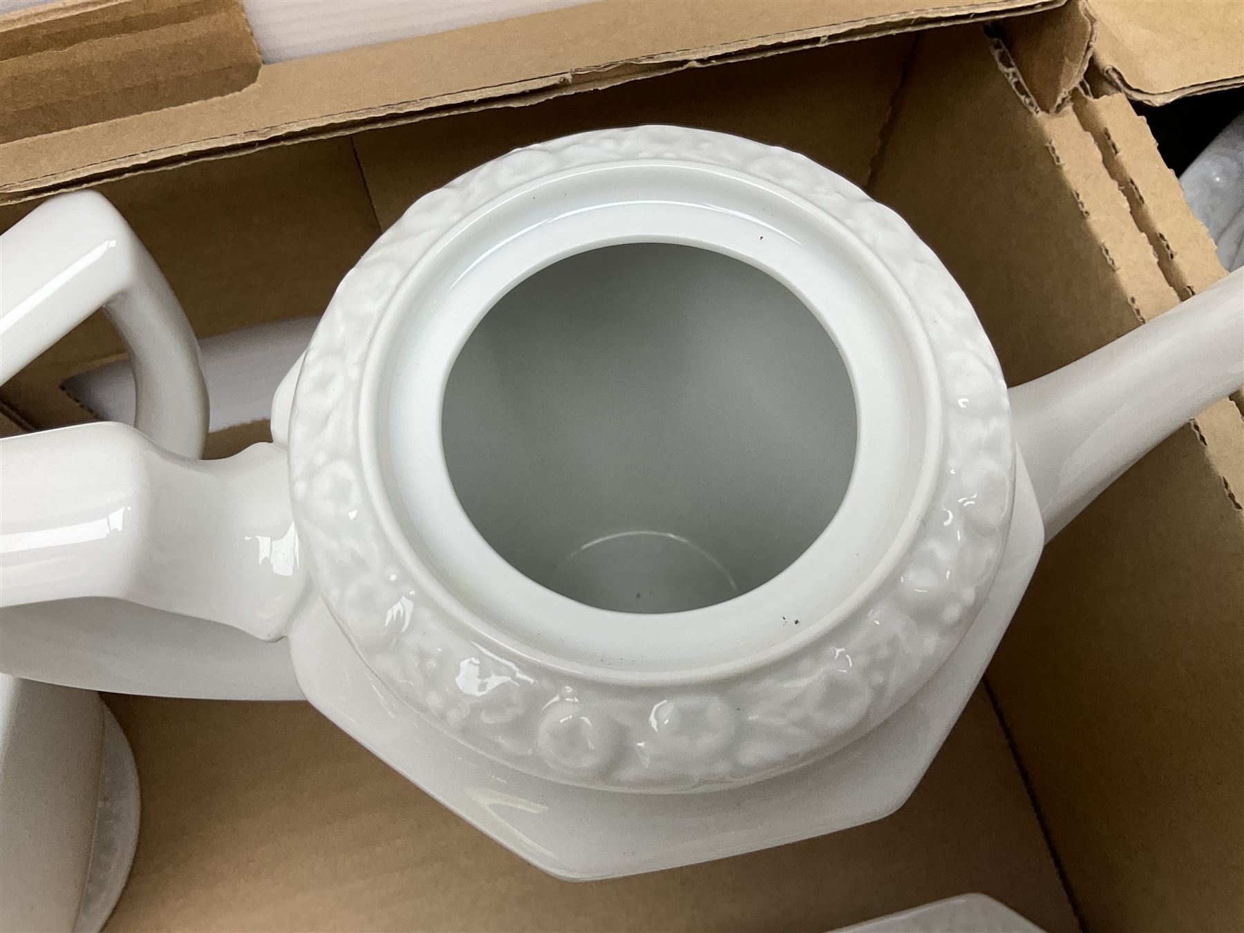 Rosenthal Classical Rose tea and dinner service for eight, including teapot, coffee pot, milk jug, covered sucrier, cups and saucers, dinner plates, serving dishes etc 