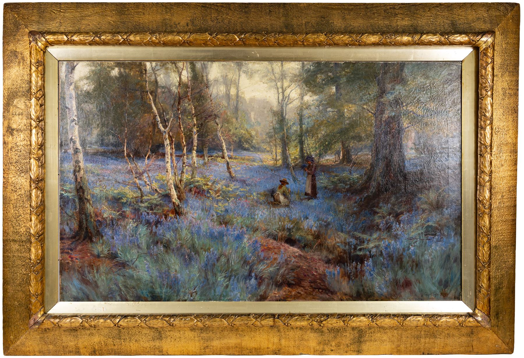 William Gilbert Foster (Staithes Group 1855-1906): The Bluebell Meadow, oil on canvas signed 75cm x 126cm 
Provenance: gifted by the artist to his pupil Hilda Annetta Walker (1877-1960), and thence by descent to the vendor, Walker's great-nephew; never been on the open market.