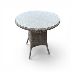LG Outdoor - rattan bistro set, comprising two armchairs and table with tempered glass top