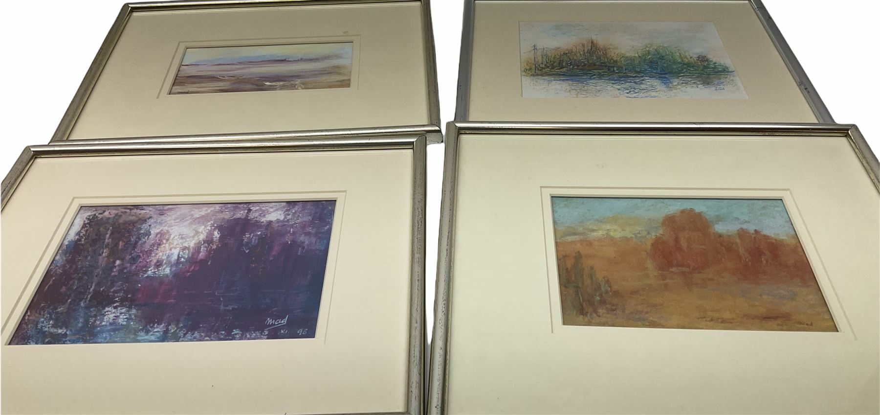 Madeleine Eyland (Belgian/British 1930-2021): Collection of abstract pastels, approx 21, max 19cm x 28cm 
Provenance: artist's studio collection. Marie-Madeleine Eyland (neé Legrain) was born in 1930 at Floriffoux, Belgium; she lived most of her life in Scarborough working as a nurse and an artist.