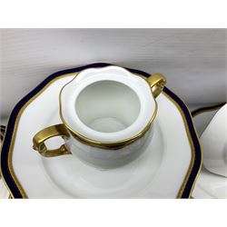 Pirkenhammer of Czechoslovakia Carlsbad pattern tea and dinner for twelve place settings to include dinner plates, soup bowls, side plates, covered tureen, tea cups and saucers, coffee cups and saucers, teapot, milk jug, covered surier, etc, with an addition twelve dinner plates (110)
