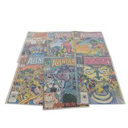Thirty-five Marvel Bronze Age and later comic books, comprising sixteen 'The Avengers' #263, #274, #275, #276, #277, #278, #279, #281, #283, #285, #289, #291, #294, #295, #296, #297, King Size The Avengers Annual #7, 'Marvel One-Shot Thanos The Final Threat', 'Marvel Premiere Featuring Iron Fist' #24, True Believers 'Wolverine vs Hulk', 'The Thing' #1, four The Invincible Iron Man #59, #63, #71 and #100, eight Marvel Two in One 'The Thing' #2, #6, #11, #12, #18, #46, #50, #62 and #88 and one copy of 'The Sensational She-Hulk #4, mostly bagged
