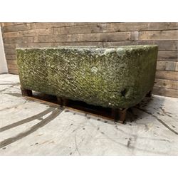Large 19th century D shaped stone trough