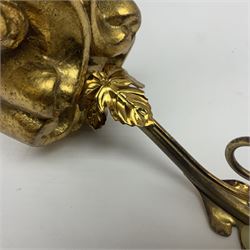 Pair of gilt wood single branch wall sconces, H40cm