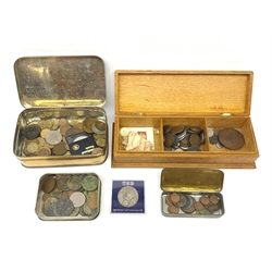 Coins including Queen Elizabeth II 1999 'In Memory of Diana Princess of Wales' five pound coin, pre-decimal coinage, commemorative crown, various World coins etc