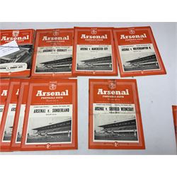 Arsenal F.C. - fifty-nine home programmes for 1953/54 (17), 1954/55 (22) & 1955/56 (20) including Division One, F.A. Cup, Friendly Matches, Challenge Match, 'Tour Match' and some duplicates; Auctioneers Note: Six of the 1955/56 programmes have only four pages due to a printing dispute as stated in the programmes (59)