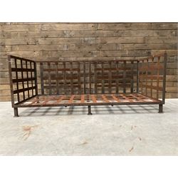 Wrought iron strapwork garden day bed, l