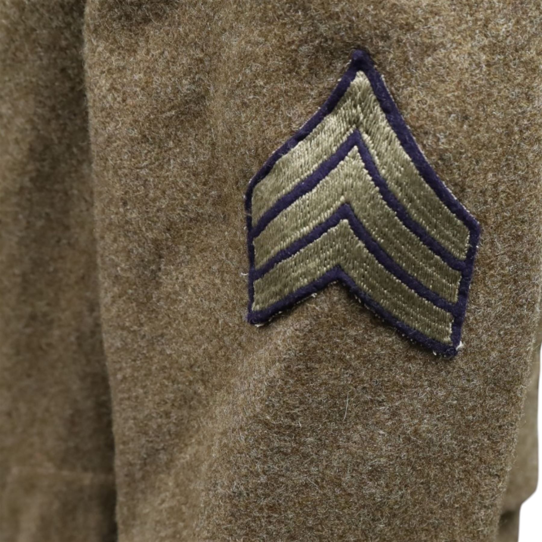 Army long wool jacket, with US Army WWII 82nd Airborne division patch, stamped inside 36R