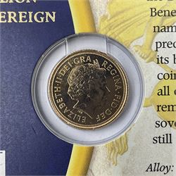 Queen Elizabeth II 2006 gold half sovereign coin, on card