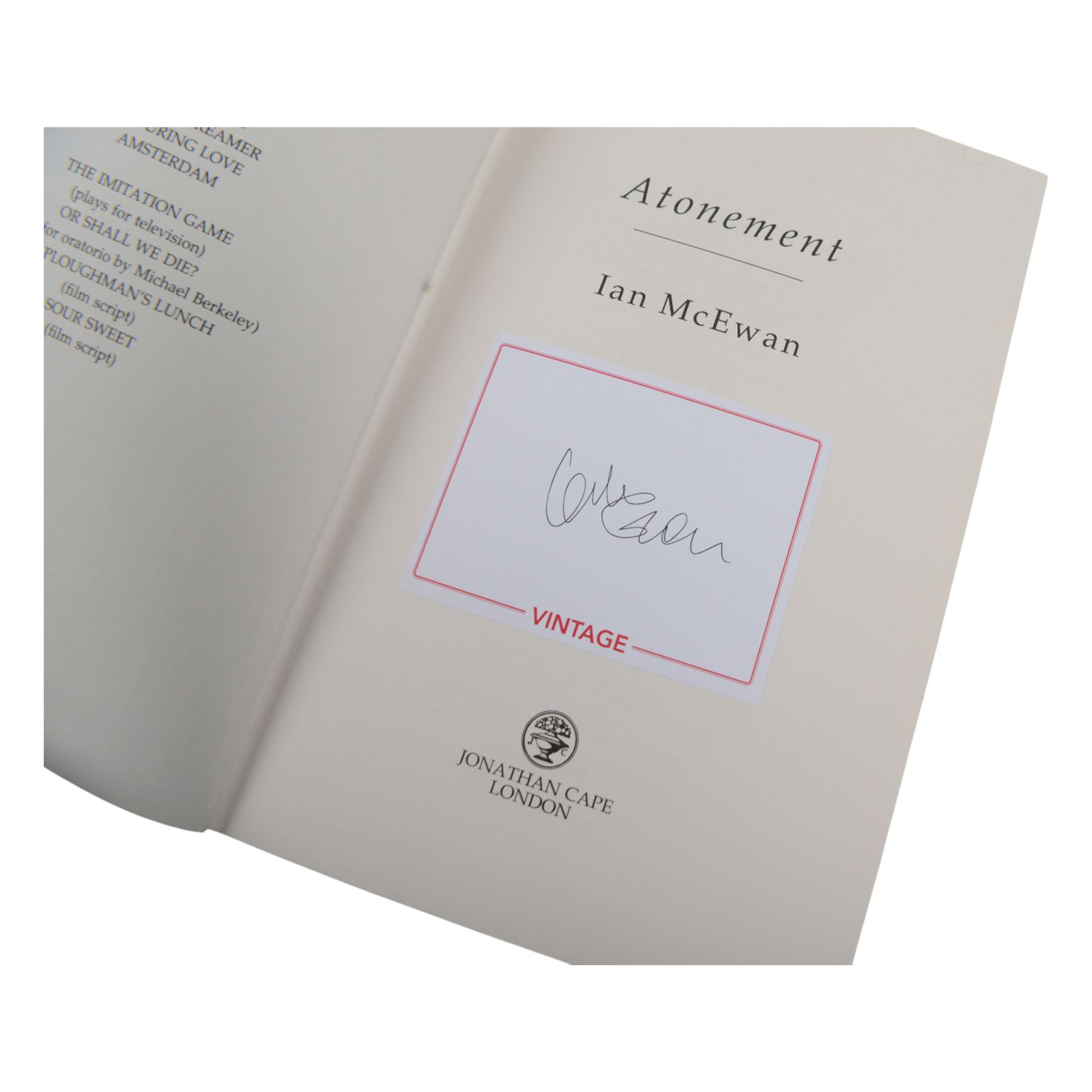 Ian McEwan signed first edition books, comprising Waterstones Edition On Chisel Beach, Solar, Atonement, Amsterdam, Saturday and Lessons