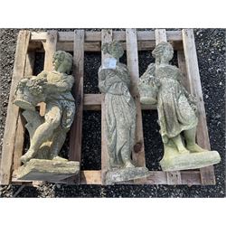Three composite stone garden figures of ladies - THIS LOT IS TO BE COLLECTED BY APPOINTMENT FROM DUGGLEBY STORAGE, GREAT HILL, EASTFIELD, SCARBOROUGH, YO11 3TX