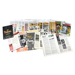 Raich Carter interest - four Hull City Tiger Mags 1949-50 and Promotion Souvenir 1948/49; Sunderland, Leeds, Middlesbrough, Hull City and England match programmes; Victor pirate F.A. Cup Final programme 1951; various magazine articles etc. Provenance: By direct descent from the family of Raich Carter having been consigned by his daughter Jane Carter.